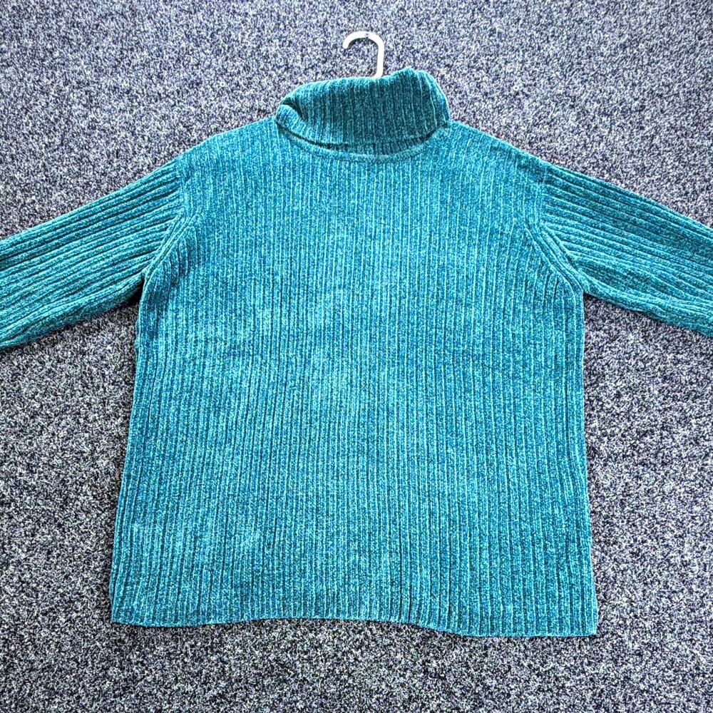 Vittadini Women's Green Ribbed Knit Turtleneck Pullover Sweater Size M